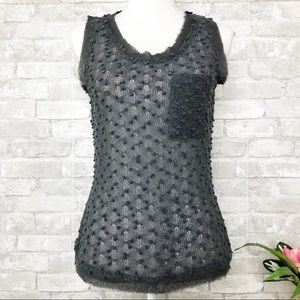 WHISH Brown Semi Sheer Knit Sleeveless Tank Top Size Medium